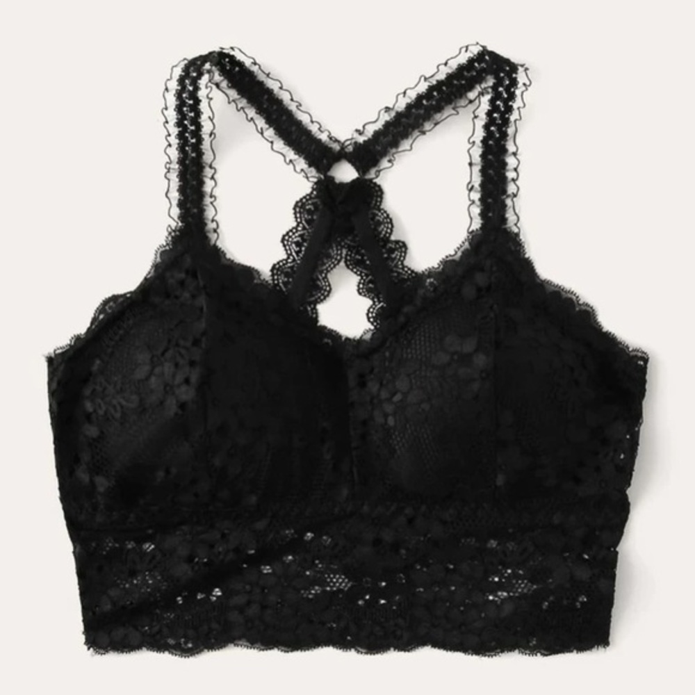 Lace bralette black padded racer back